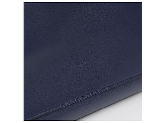 Burberry Borsa Tote in pelle blu navy con occhielli e stemma argento - vista 7