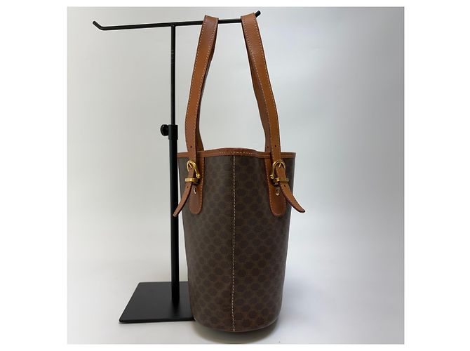 Borsa a secchiello Céline Macadam marrone pelle - vista 7