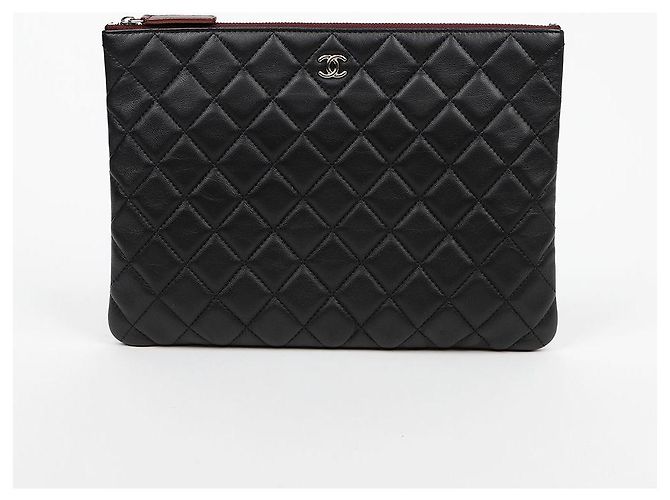 Chanel Classic New Medium Clutch aus Lammleder Schwarz mit silberner Hardware - Ansicht 2
