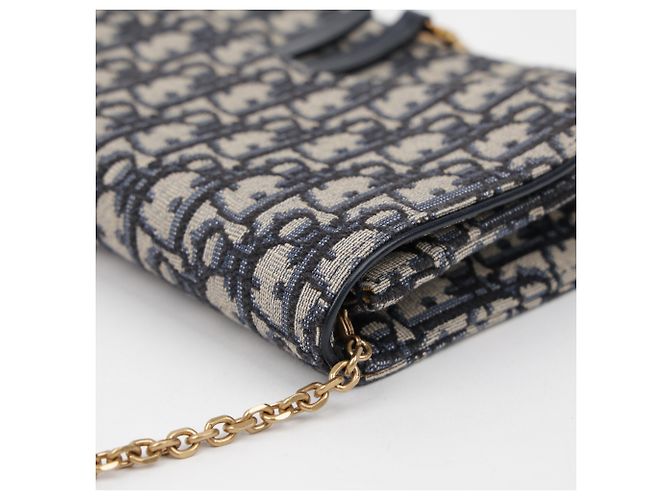 Dior Borsa Saddle Pouch Oblique Jacquard con Catena Blu - vista 10