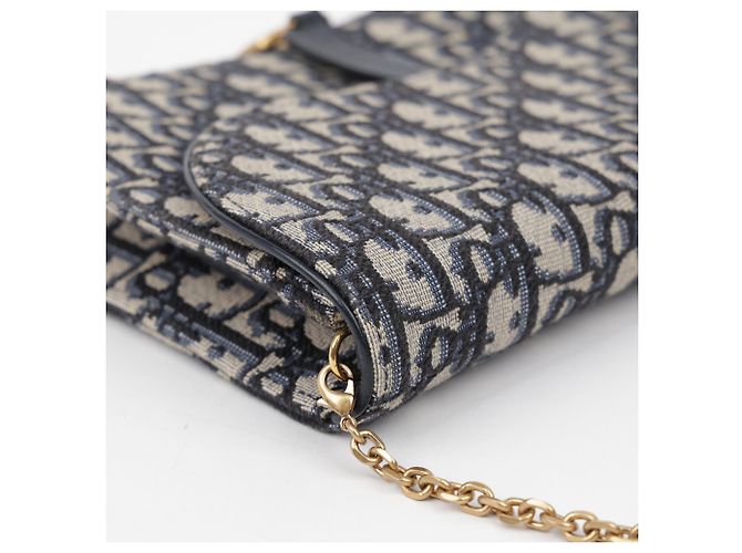 Dior Borsa Saddle Pouch Oblique Jacquard con Catena Blu - vista 11