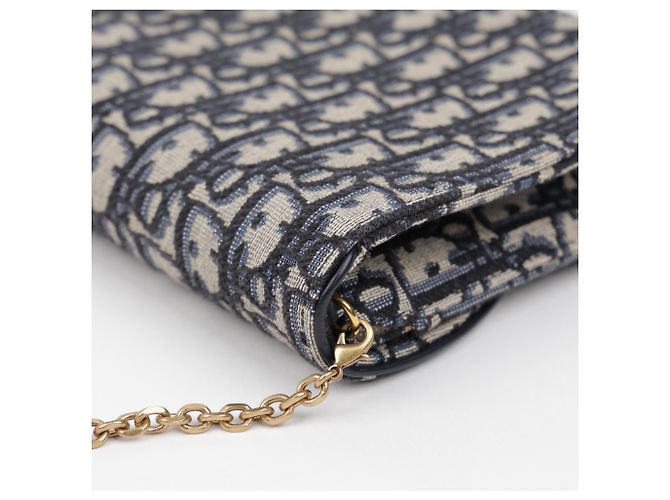 Dior Borsa Saddle Pouch Oblique Jacquard con Catena Blu - vista 15