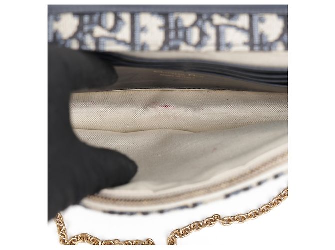 Dior Borsa Saddle Pouch Oblique Jacquard con Catena Blu - vista 17
