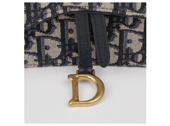 Dior Borsa Saddle Pouch Oblique Jacquard con Catena Blu - vista 3