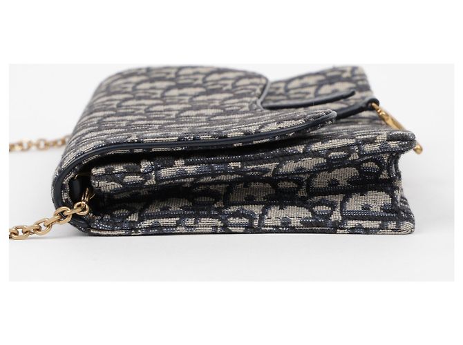 Dior Borsa Saddle Pouch Oblique Jacquard con Catena Blu - vista 5