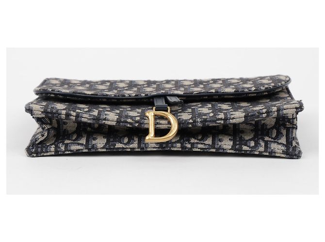 Dior Borsa Saddle Pouch Oblique Jacquard con Catena Blu - vista 6