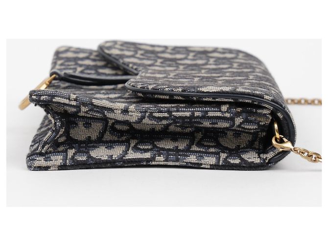 Dior Borsa Saddle Pouch Oblique Jacquard con Catena Blu - vista 7