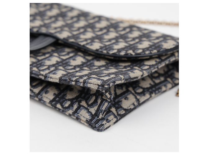 Dior Borsa Saddle Pouch Oblique Jacquard con Catena Blu - vista 8