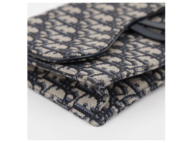 Dior Borsa Saddle Pouch Oblique Jacquard con Catena Blu - vista 9
