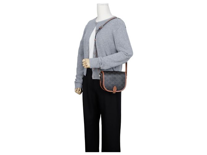 Céline Borsa Triope Canvas Medium Polko Beige - vista 13