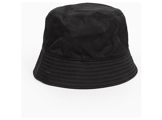 Prada Cappello a Secchi Unisex a Righe con Logo Triangle Nero - vista 4