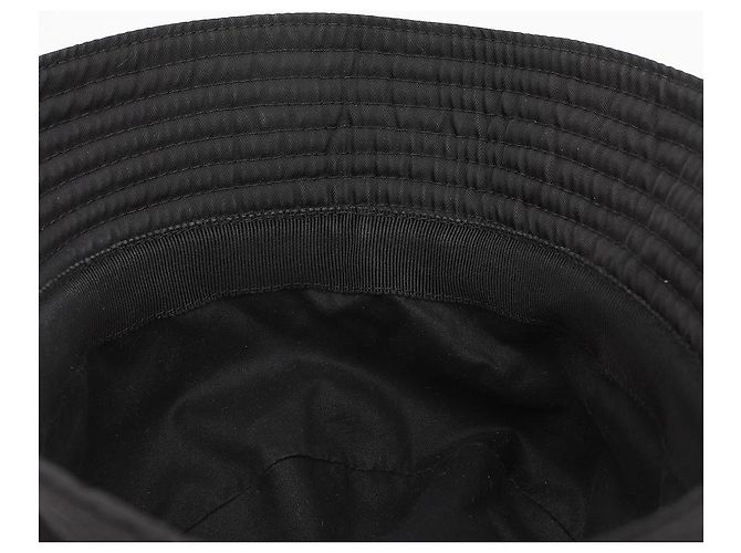 Prada Cappello a Secchi Unisex a Righe con Logo Triangle Nero - vista 5
