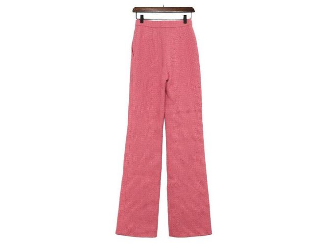 Chanel Pantalones anchos de tweed rosa para mujer - vista 4