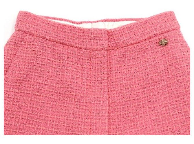 Chanel Pantalones anchos de tweed rosa para mujer - vista 5