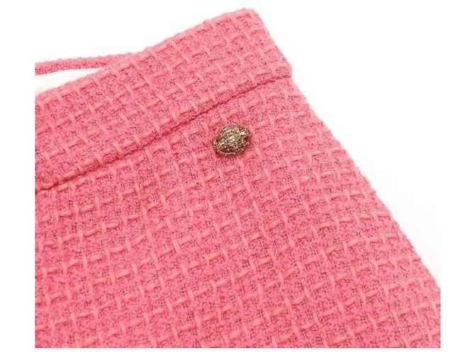 Chanel Pantalones anchos de tweed rosa para mujer - vista 6