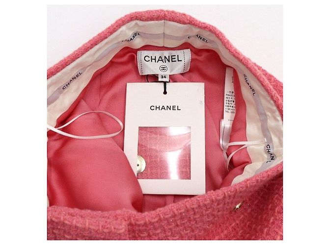 Chanel Pantalones anchos de tweed rosa para mujer - vista 7