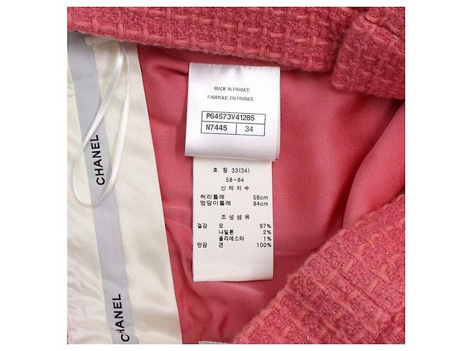 Chanel Pantalones anchos de tweed rosa para mujer - vista 8