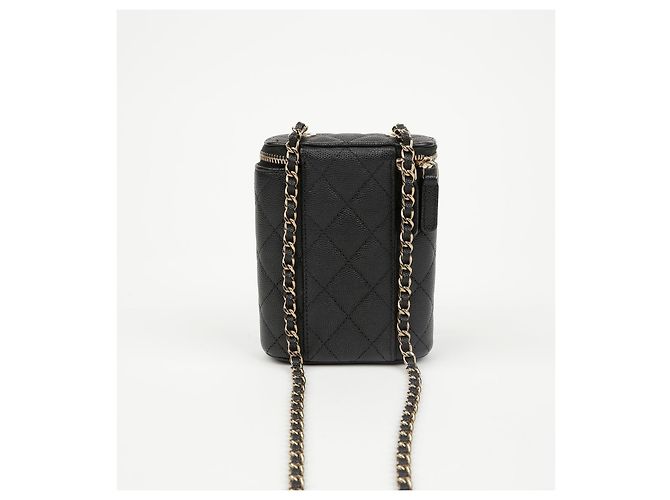 Chanel Mini borsa a tracolla Classic Caviar Vanity placcata oro nera - vista 2