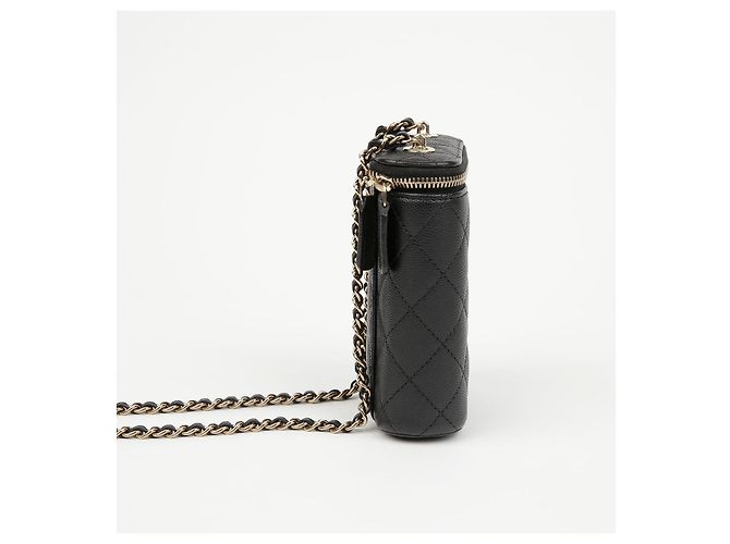 Chanel Mini borsa a tracolla Classic Caviar Vanity placcata oro nera - vista 3