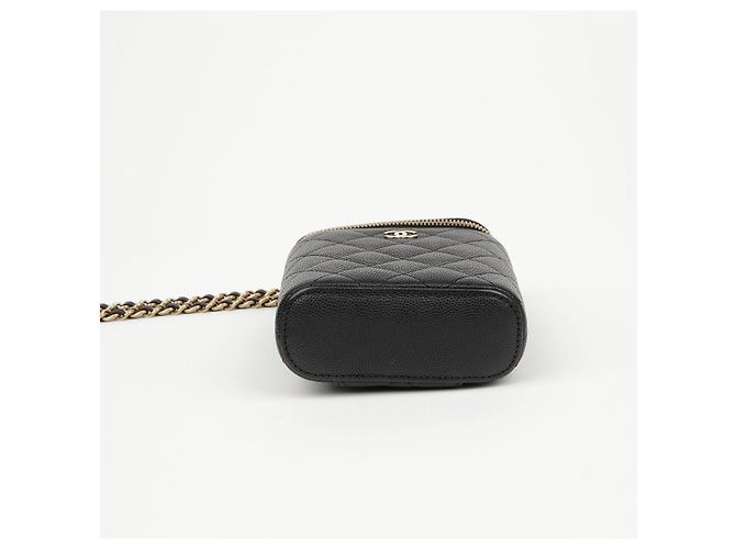 Chanel Mini borsa a tracolla Classic Caviar Vanity placcata oro nera - vista 4