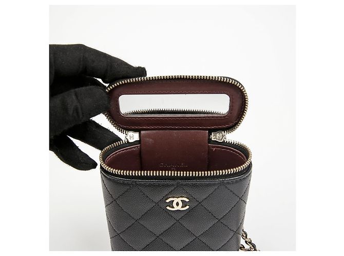 Chanel Mini borsa a tracolla Classic Caviar Vanity placcata oro nera - vista 6
