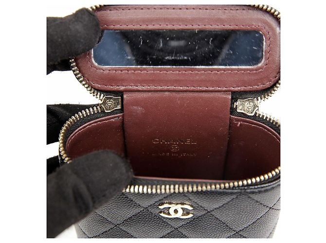 Chanel Mini borsa a tracolla Classic Caviar Vanity placcata oro nera - vista 7
