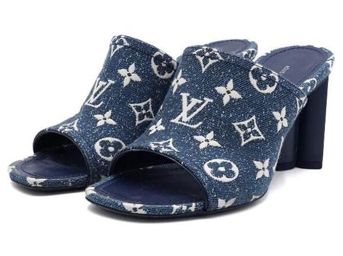 Louis Vuitton Mules e sandali slide in denim monogram per donna - vista 3