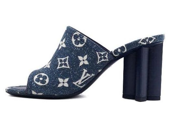 Louis Vuitton Mules e sandali slide in denim monogram per donna - vista 4