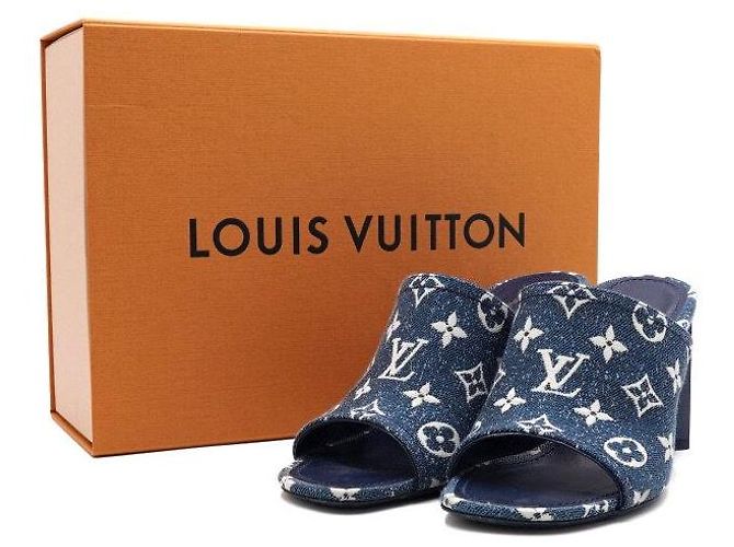 Louis Vuitton Mules e sandali slide in denim monogram per donna - vista 8