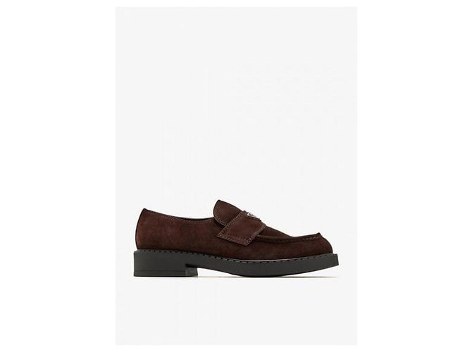 Mocassini Prada in camoscio marrone - vista 4