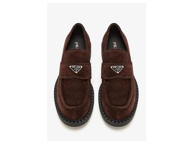 Mocassini Prada in camoscio marrone - vista 5