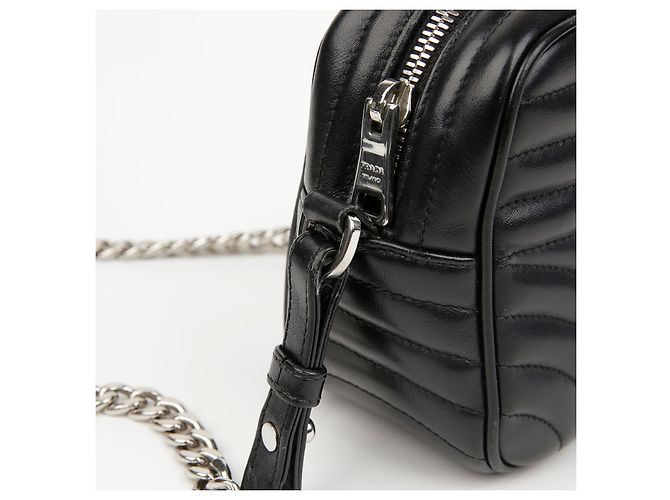 Prada Borsa a tracolla in pelle con logo in metallo Diagram e catena Nero - vista 8