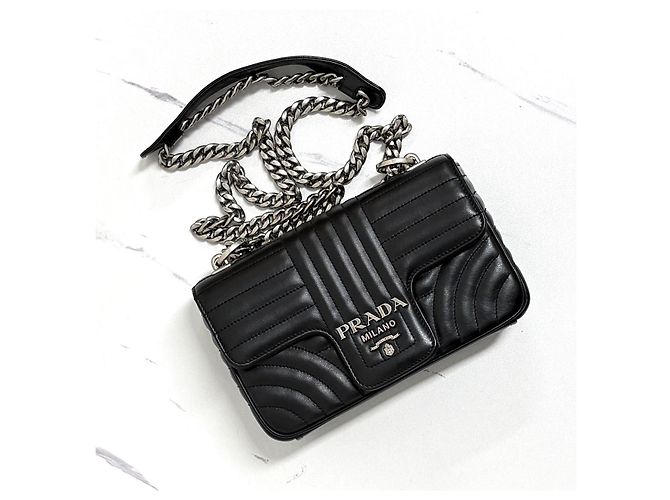 Prada Borsa a tracolla Diagram Chain Crossbody Nero - vista 2