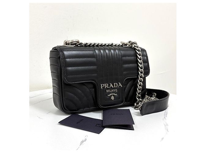 Prada Borsa a tracolla Diagram Chain Crossbody Nero - vista 3