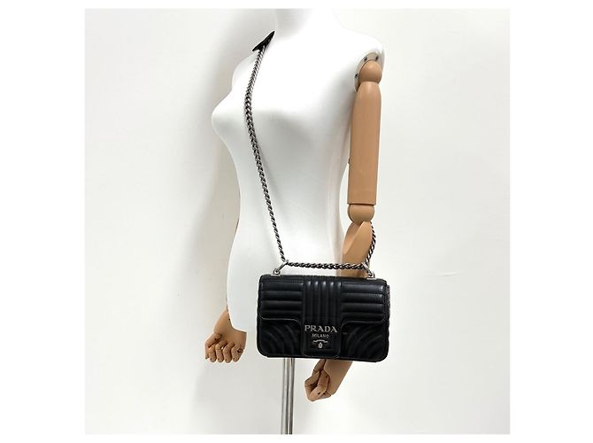Prada Borsa a tracolla Diagram Chain Crossbody Nero - vista 4
