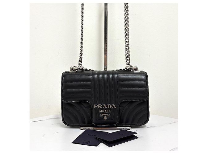 Prada Borsa a tracolla Diagram Chain Crossbody Nero - vista 6