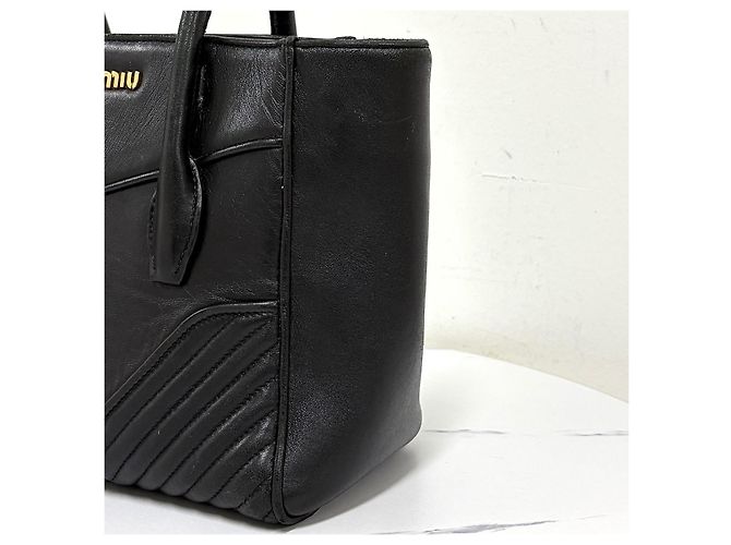 Miu Miu Borsa Tote Biker in Nappa Borsa a Tracolla Nera - vista 10