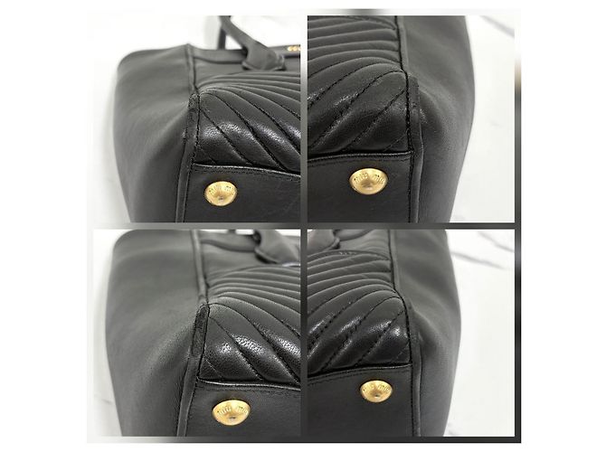Miu Miu Borsa Tote Biker in Nappa Borsa a Tracolla Nera - vista 16