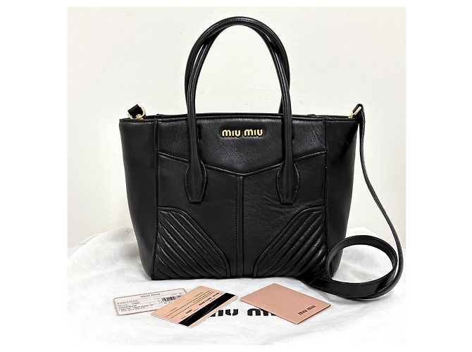 Miu Miu Borsa Tote Biker in Nappa Borsa a Tracolla Nera - vista 5