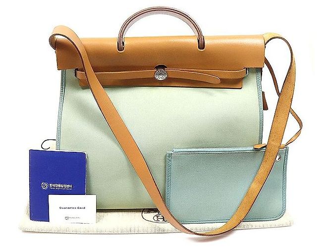 Hermès Herbag Zip Stamp de lona militar verde - vista 2