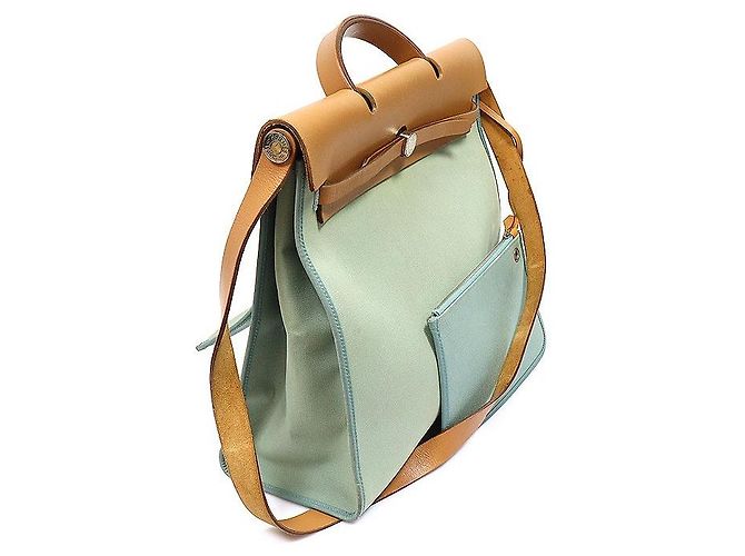 Hermès Herbag Zip Stamp de lona militar verde - vista 3