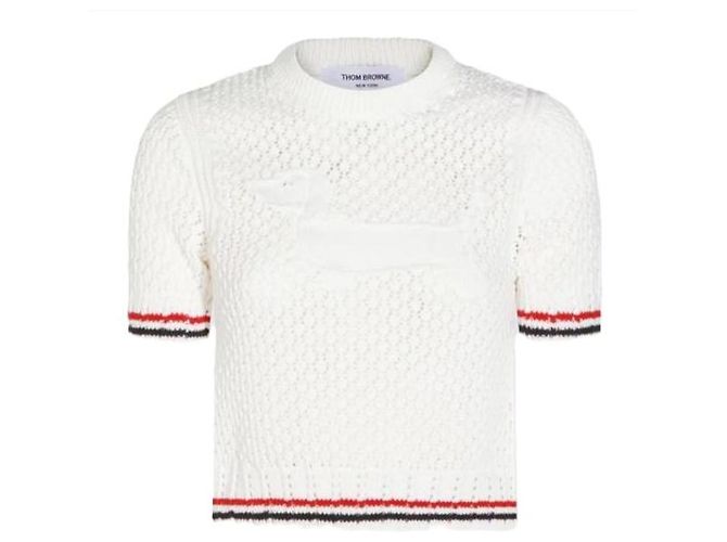 Thom Browne Camiseta Hector de punto pointelle de algodón - vista 2