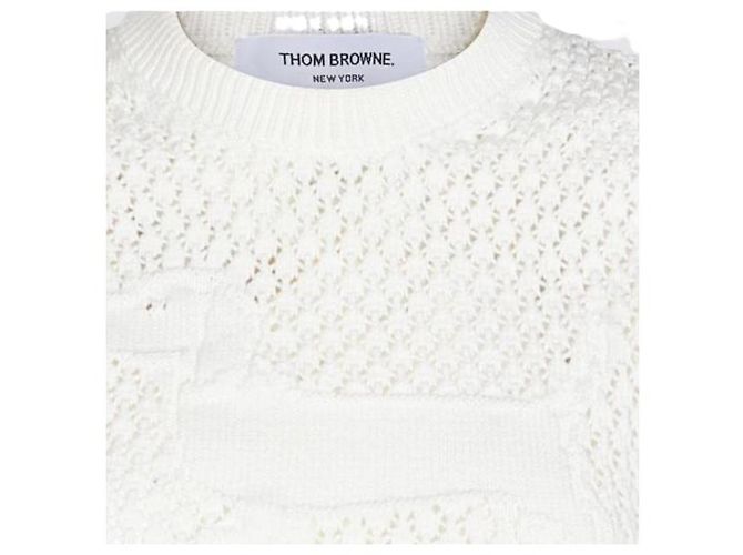 Thom Browne Camiseta Hector de punto pointelle de algodón - vista 4