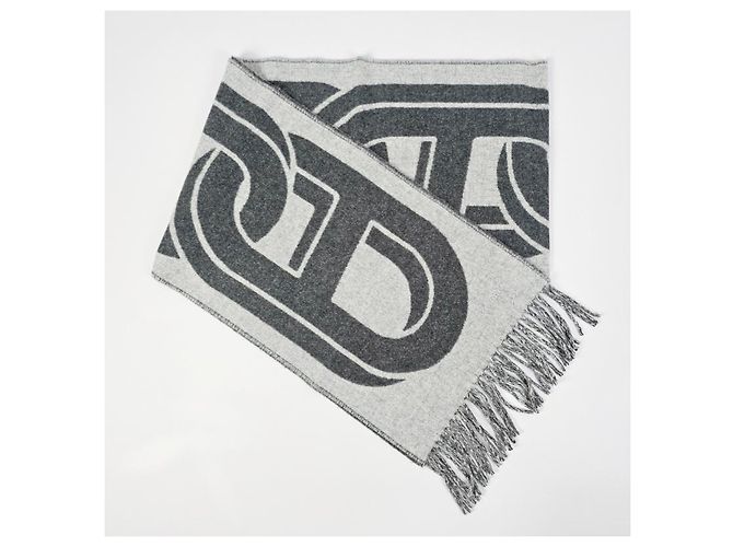 Hermès Sciarpa in cashmere con design grafico bicolore - vista 10