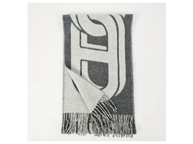 Hermès Sciarpa in cashmere con design grafico bicolore - vista 5