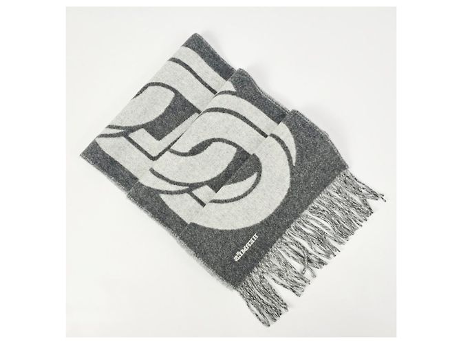 Hermès Sciarpa in cashmere con design grafico bicolore - vista 6