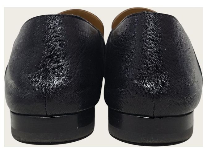 Hermès Mocassini Giobai in pelle di vitello nera con logo - vista 7