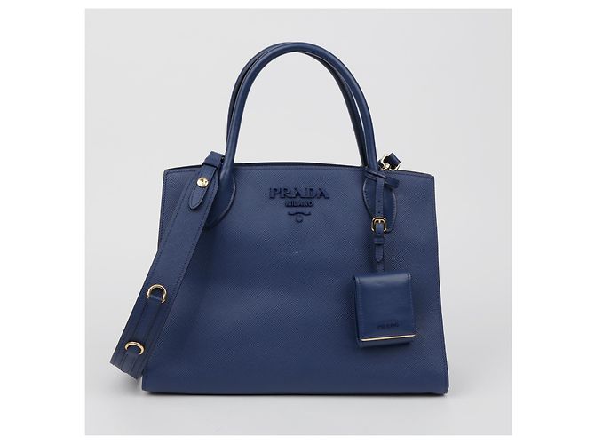 Prada Borsa tote e a tracolla Monochrome in pelle Saffiano blu - vista 2