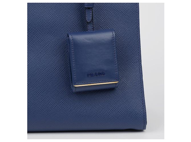 Prada Borsa tote e a tracolla Monochrome in pelle Saffiano blu - vista 4