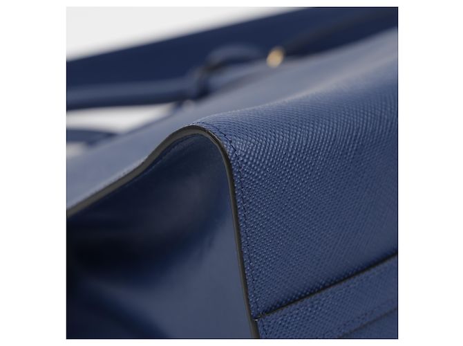 Prada Borsa tote e a tracolla Monochrome in pelle Saffiano blu - vista 9